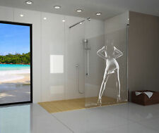 Walkin-Dusche Duschwand Lasergravur 6001-F "Regen" mit Haltestange Edelstahl