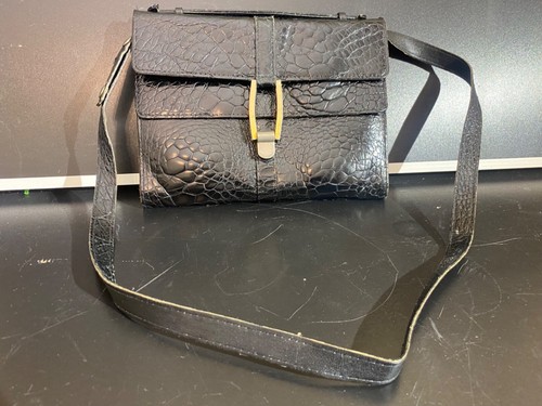 Schwarze vintage kroko leder - schwarze,