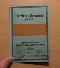 1936 Olympia Betriebs Ausweis