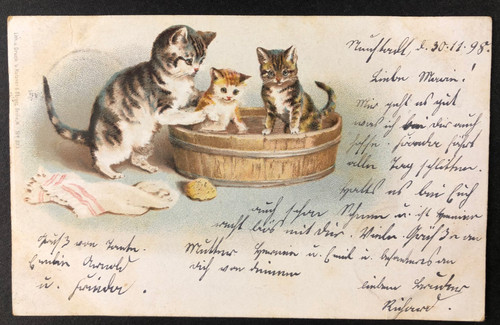 Antike litho postkarte - -,