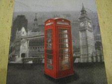 3 Servietten London mit roter Telefonzelle