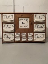 Antikes Holz Gewürzschränkchen mit Porzellanschubladen Handgemalt