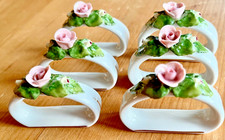 Servietten Ringe  6er Set  Rosen Motiv Goldrand  AK Kaiser Porzellan Deutschland