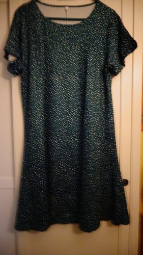 Damenkleid grün gepunktet - xl,