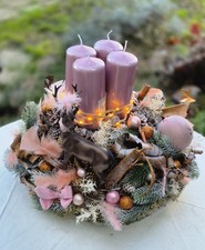 ?Adventskranz Hirsch Lichter rosa Weihnachten Deko Natur Modern Glam Elegant