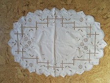 Wunderschönes DDR Deckchen 90×63cm Weiß Frühling OMAS SCHRANK Landhaus 