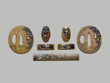 Tosogu Daisho Set Yasuchika EDO - 2x Tuba, 2x Fuchi Kashira, Kozuka