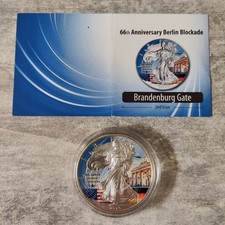 USA 2015 - 1$ 1OZ Dollar in Silber (1 Unze), stgl. in Farbe - Brandenburg Gate