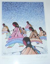 orig. Cecil Youngfox 1942-1987 Inuit/ Ojibwa Artist Returning , Canada
