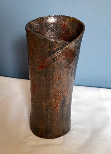 Keramik vase braun schwarz - vase, braun/schwarz