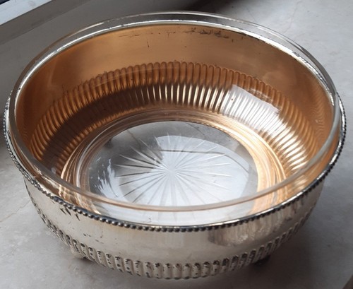Silberschale mit glaseinsatz - mit,
