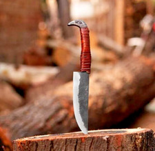 Jagdmesser mit fester Klinge, Rabenkopf,  handgeschmiedetes Wikingermesser NEU