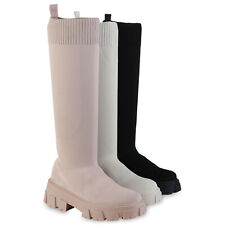 Damen Plateaustiefel Stiefel