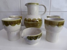 Gerzit / Staffel Stoneware - Krug / Bembel 1,2 l mit 4 Bechern +Milch- Steinzeug