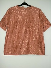 H&M ♥ SPITZENBLUSE ♥ SPITZEN OBERTEIL mit Rüschenkragen ♥ M ♥ bronze ♥ wie neu