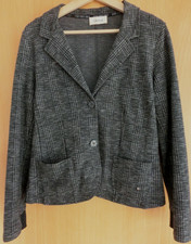 Damen Blazer Cartoon 38 grau schwarz kariert Langarm Baumwollmischung NEU