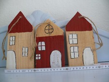 Holzhäuser Rustikal DEKO handmade 3 Stück Holzdeko Haus  Häuser-1-
