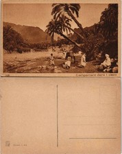 Postcard El Kantara القنطرة‎ Campement dans l oasis 1920