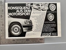 BBS Motorsport Felge Mercedes 190E & R107 Rallye Original Vintage Werbung 1984