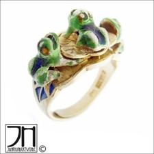 Frosch Emaille Silber Ring