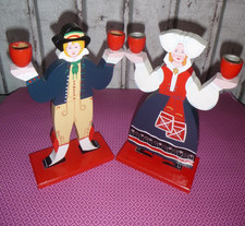  2x KERZENHALTER  Schweden Tracht Holzfigur * Lizzie  Velander Ikea Vintage Holz
