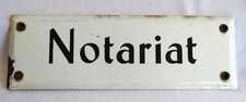 Email Metallschild Hinweisschild NOTARIAT - 30x10 cm - Original 30er Jahre