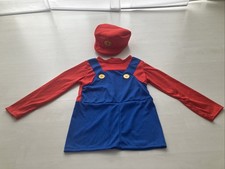 Super Mario Luigi Kinder Kostüm Mütze Fasching Karneval 122 128 134 6-8 Jahre