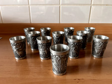 12x Rein Zinn Becher 2cl mit