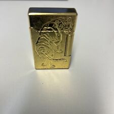 Feuerzeug Vintage Goldend Leer Tiger Blumen