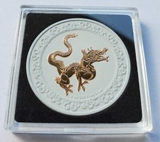 1 UNZE 999 SILBER - LUNAR DRACHE - KERAMIK & GOLD - SILBERMÜNZE - SILBERBARREN