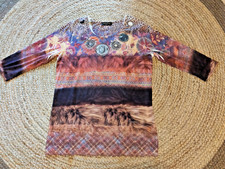 Schiffhauer Munich Pullover Gr. 44 mit Glitzersteine Spitzensaum Bunt TOPZUSTAND