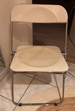Klappstuhl Acryl weiß Stuhl Klappsessel faltbar Stahl chrom metallic Metall