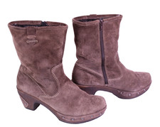 Gabor Damen Stiefeletten Clogs Boots Leder Suede braun Gr. 39 gefüttert PSH949