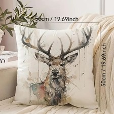 Kissenhülle Hirschkopf Kissenbezug  Kissen Dekokissen  45x45 cm Sofakissen