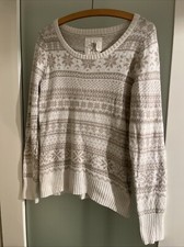 Strickpullover von H&M / Norweger-Muster - Farbe Beige-Weiß / Größe M
