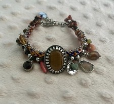 Exoal / Armkette / Tigerauge / Echte Steine / Leder / Baumwolle / Messing / Boho