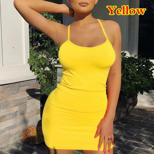 Damen spaghetti träger kleid - spaghetti,