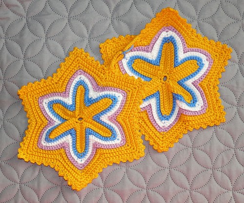 Paar topflappen stern gelb - paar,