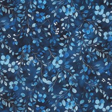 Strauchblumen Cobalt Stoff