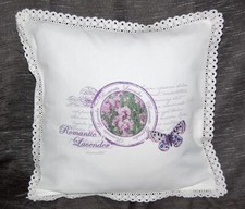 Kissenbezug 40x40 Kissen Landhaus Spitze Kissenhülle Lavendel Dekokissen Hossner