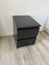 Malm Kommode/Nachttisch mit Glasplatte schwarz braun Ikea