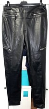 Damen Leder Hose mit Reißverschlüssen Gr. XL 42/44