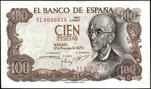 Spanien banknote von 100 - -,
