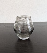Gral Glas Vase mit Fadendekor Künstlerglas Vintage