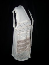 Strick Weste Strickweste Sofi Ajour Lochmuster beige creme 48 50 XL neuw.