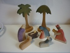 Ostheimer - große Weihnachtskrippen Holz Figuren - 9 Teile "Heilige Familie"