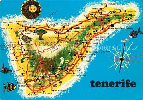 Teneriffa panoramakarte insel - teneriffa,