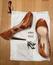SONJA KIEFER Görtz Pumps Peeptoe Damen Gr. DE 40 Lachs/Orange Gold Schlange