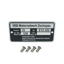 Typenschild mit 4 x Kerbnagel