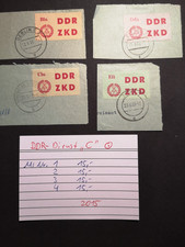 DDR-Dienst (C) gestempelt Mi.Nr. 1 bis 4 auf Briefstücken